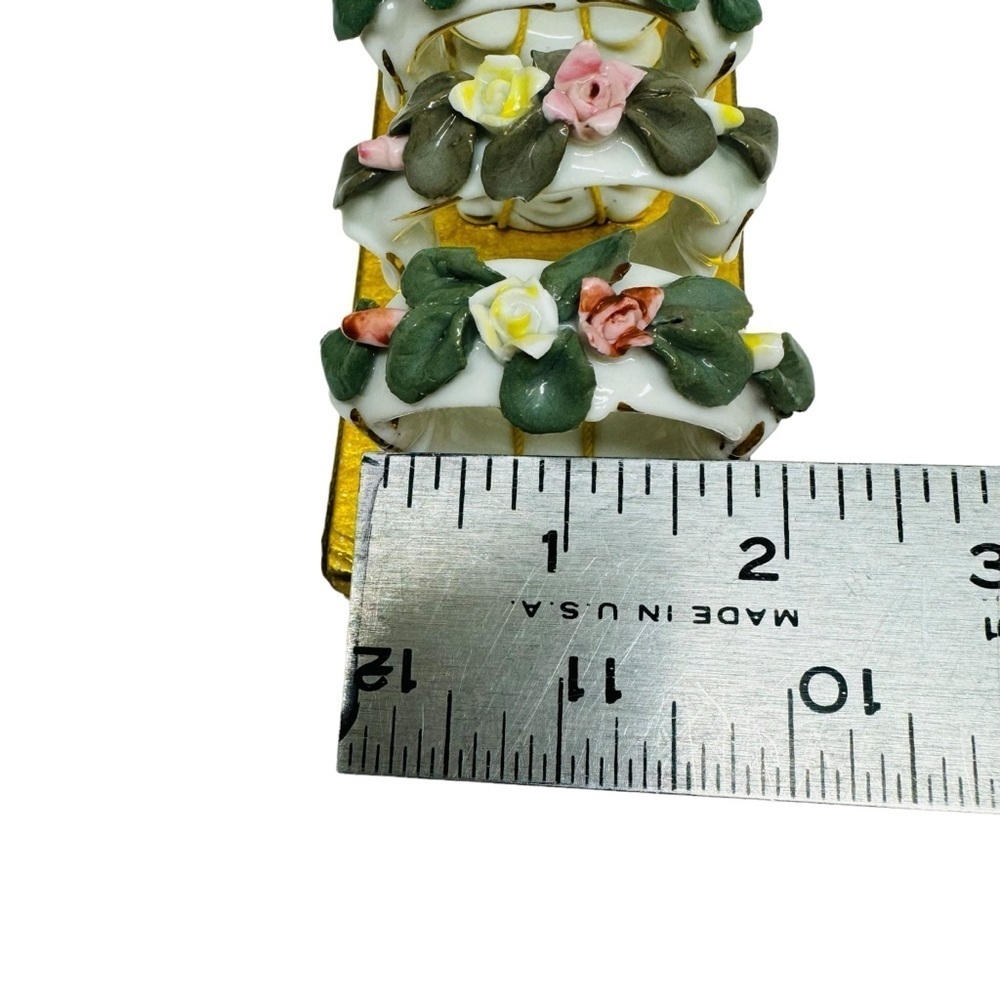 Original Arnart Creation Japan 6 Napkin Rings Holders Floral Porcelain Ceramic - Picture 10 of 13